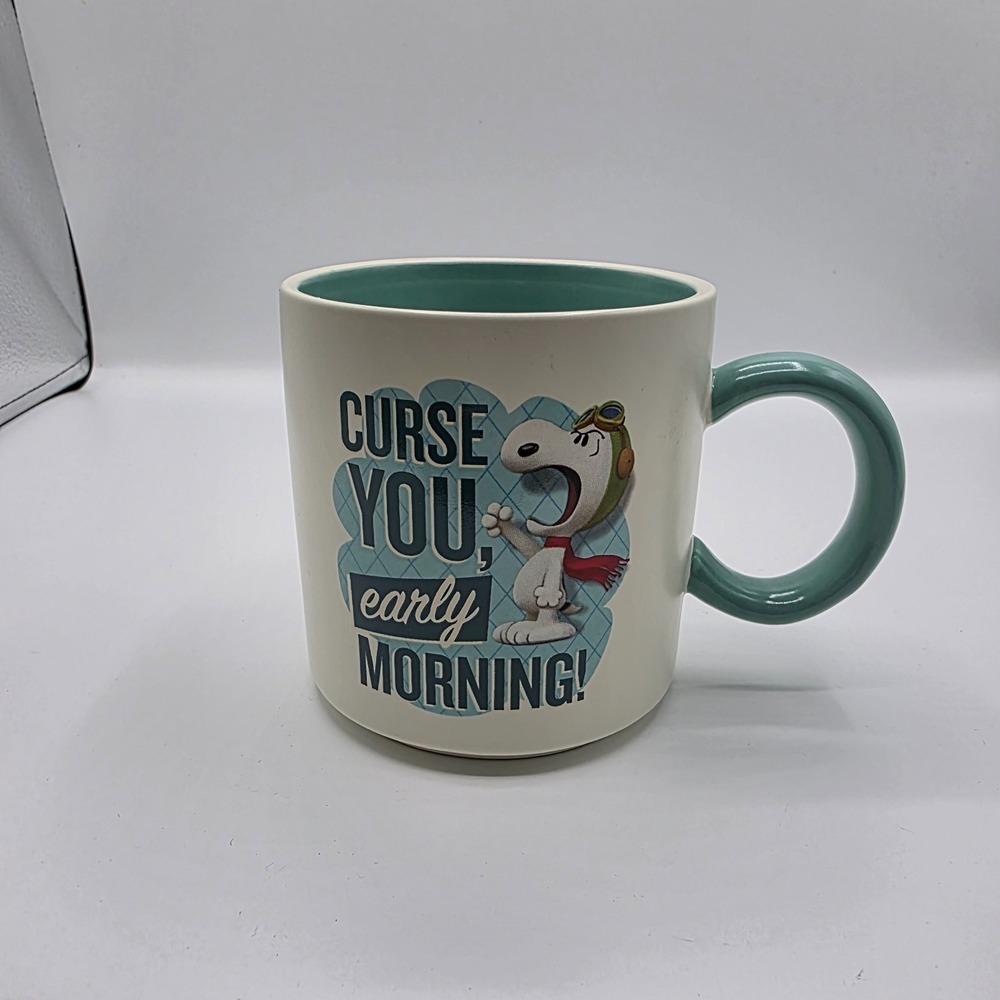 Hallmark The Peanuts Movie Coffee Mug White Green‎ 2015 Ceramic 3.5"X4"